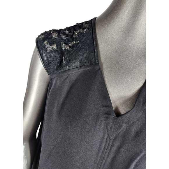Yigal Azrouel NWT Lambskin Silk Rhinestone Black Embellished Blouse Top Shirt 0 - Picture 2 of 7
